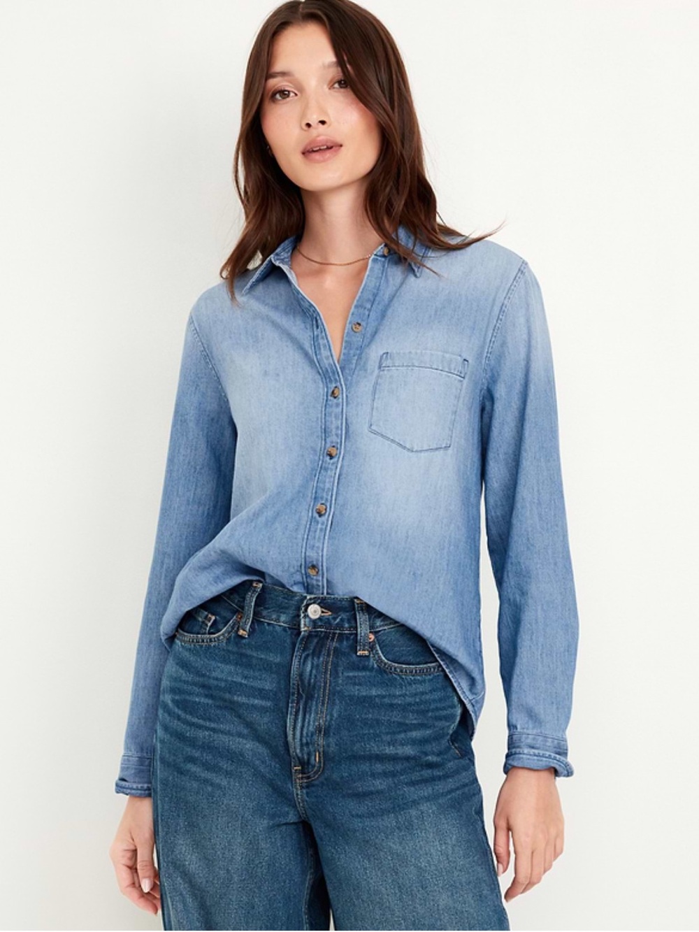 Classic Light Blue Denim Shirt – Women